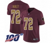 Men's Washington Redskins #72 Dexter Manley Burgundy Red Gold Number Alternate 80TH Anniversary Vapor Untouchable Limited Player 100th Season Football Jers