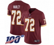 Men's Washington Redskins #72 Dexter Manley Burgundy Red Team Color Vapor Untouchable Limited Player 100th Season Football Jersey