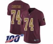 Men's Washington Redskins #74 Geron Christian Burgundy Red Gold Number Alternate 80TH Anniversary Vapor Untouchable Limited Player 100th Season Football Je
