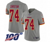 Men's Washington Redskins #74 Geron Christian Limited Gray Inverted Legend 100th Season Football Jersey