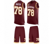 Men's Washington Redskins #78 Wes Martin Limited Burgundy Red Tank Top Suit Football Jersey