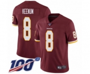 Men's Washington Redskins #8 Case Keenum Burgundy Red Team Color Vapor Untouchable Limited Player 100th Season Football Jersey