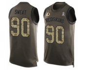 Men's Washington Redskins #90 Montez Sweat Limited Green Salute to Service Tank Top Football Jersey
