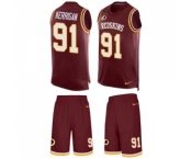 Men's Washington Redskins #91 Ryan Kerrigan Limited Burgundy Red Tank Top Suit Football Jersey
