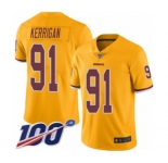 Men's Washington Redskins #91 Ryan Kerrigan Limited Gold Rush Vapor Untouchable 100th Season Football Jersey