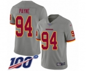 Men's Washington Redskins #94 Da'Ron Payne Limited Gray Inverted Legend 100th Season Football Jersey