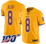 Nike Redskins #8 Kyle Allen Gold Men's Stitched NFL Limited Rush 100th Season Jersey