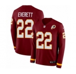 Nike Washington Redskins #22 Deshazor Everett Limited Burgundy Therma Long Sleeve NFL Jersey