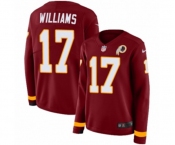 Women Nike Washington Redskins #17 Doug Williams Limited Burgundy Therma Long Sleeve NFL Jersey
