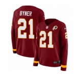 Women Nike Washington Redskins #21 Earnest Byner Limited Burgundy Therma Long Sleeve NFL Jersey