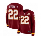 Women Nike Washington Redskins #22 Deshazor Everett Limited Burgundy Therma Long Sleeve NFL Jersey