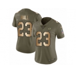 Women Nike Washington Redskins #23 DeAngelo Hall Limited Olive Gold 2017 Salute to Service NFL Jersey