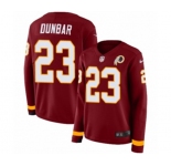 Women Nike Washington Redskins #23 Quinton Dunbar Limited Burgundy Therma Long Sleeve NFL Jersey