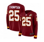 Women Nike Washington Redskins #25 Chris Thompson Limited Burgundy Therma Long Sleeve NFL Jersey