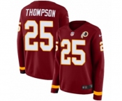 Women Nike Washington Redskins #25 Chris Thompson Limited Burgundy Therma Long Sleeve NFL Jersey