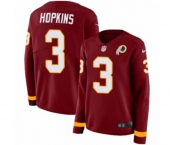 Women Nike Washington Redskins #3 Dustin Hopkins Limited Burgundy Therma Long Sleeve NFL Jersey