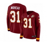 Women Nike Washington Redskins #31 Fabian Moreau Limited Burgundy Therma Long Sleeve NFL Jersey