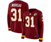 Women Nike Washington Redskins #31 Fabian Moreau Limited Burgundy Therma Long Sleeve NFL Jersey