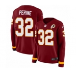 Women Nike Washington Redskins #32 Samaje Perine Limited Burgundy Therma Long Sleeve NFL Jersey