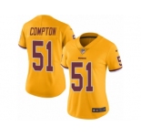 Women Nike Washington Redskins #51 Will Compton Limited Gold Rush Vapor Untouchable NFL Jersey