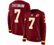 Women Nike Washington Redskins #7 Joe Theismann Limited Burgundy Therma Long Sleeve NFL Jersey