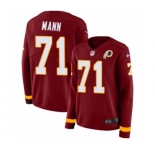 Women Nike Washington Redskins #71 Charles Mann Limited Burgundy Therma Long Sleeve NFL Jersey