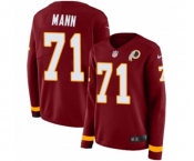 Women Nike Washington Redskins #71 Charles Mann Limited Burgundy Therma Long Sleeve NFL Jersey