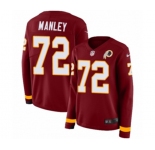 Women Nike Washington Redskins #72 Dexter Manley Limited Burgundy Therma Long Sleeve NFL Jersey
