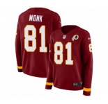 Women Nike Washington Redskins #81 Art Monk Limited Burgundy Therma Long Sleeve NFL Jersey