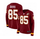 Women Nike Washington Redskins #85 Vernon Davis Limited Burgundy Therma Long Sleeve NFL Jersey