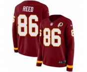 Women Nike Washington Redskins #86 Jordan Reed Limited Burgundy Therma Long Sleeve NFL Jersey