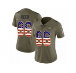 Women Nike Washington Redskins #86 Jordan Reed Limited Olive USA Flag 2017 Salute to Service NFL Jersey