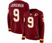 Women Nike Washington Redskins #9 Sonny Jurgensen Limited Burgundy Therma Long Sleeve NFL Jersey