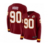 Women Nike Washington Redskins #90 Ziggy Hood Limited Burgundy Therma Long Sleeve NFL Jersey