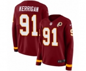 Women Nike Washington Redskins #91 Ryan Kerrigan Limited Burgundy Therma Long Sleeve NFL Jersey