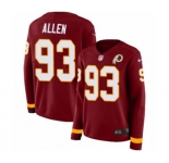 Women Nike Washington Redskins #93 Jonathan Allen Limited Burgundy Therma Long Sleeve NFL Jersey