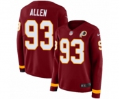 Women Nike Washington Redskins #93 Jonathan Allen Limited Burgundy Therma Long Sleeve NFL Jersey