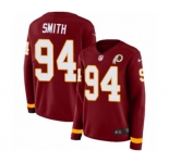 Women Nike Washington Redskins #94 Preston Smith Limited Burgundy Therma Long Sleeve NFL Jersey