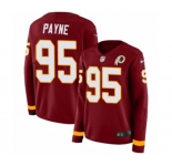 Women Nike Washington Redskins #95 Da'Ron Payne Limited Burgundy Therma Long Sleeve NFL Jersey