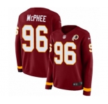 Women Nike Washington Redskins #96 Pernell McPhee Limited Burgundy Therma Long Sleeve NFL Jersey