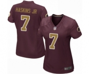 Women Washington Redskins #7 Dwayne Haskins Game Burgundy Red Gold Number Alternate 80TH Anniversary Football Jersey