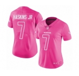 Women Washington Redskins #7 Dwayne Haskins Limited Pink Rush Fashion Football Jersey