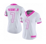 Women Washington Redskins #7 Dwayne Haskins Limited White Pink Rush Fashion Football Jersey