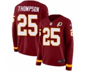 Women's Nike Washington Redskins #25 Chris Thompson Limited Burgundy Therma Long Sleeve NFL Jersey
