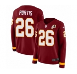 Women's Nike Washington Redskins #26 Clinton Portis Limited Burgundy Therma Long Sleeve NFL Jersey