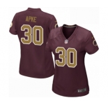 Women's Nike Washington Redskins #30 Troy Apke Game Burgundy Red Gold Number Alternate 80TH Anniversary NFL Jersey