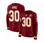 Women's Nike Washington Redskins #30 Troy Apke Limited Burgundy Therma Long Sleeve NFL Jersey