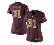 Women's Nike Washington Redskins #31 Fabian Moreau Limited Burgundy Red Gold Number Alternate 80TH Anniversary NFL Jersey