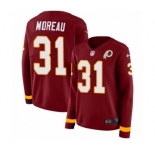 Women's Nike Washington Redskins #31 Fabian Moreau Limited Burgundy Therma Long Sleeve NFL Jersey
