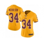 Women's Nike Washington Redskins #34 Montae Nicholson Limited Gold Rush NFL Jersey